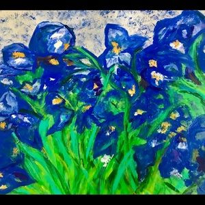 Iris painting on metal